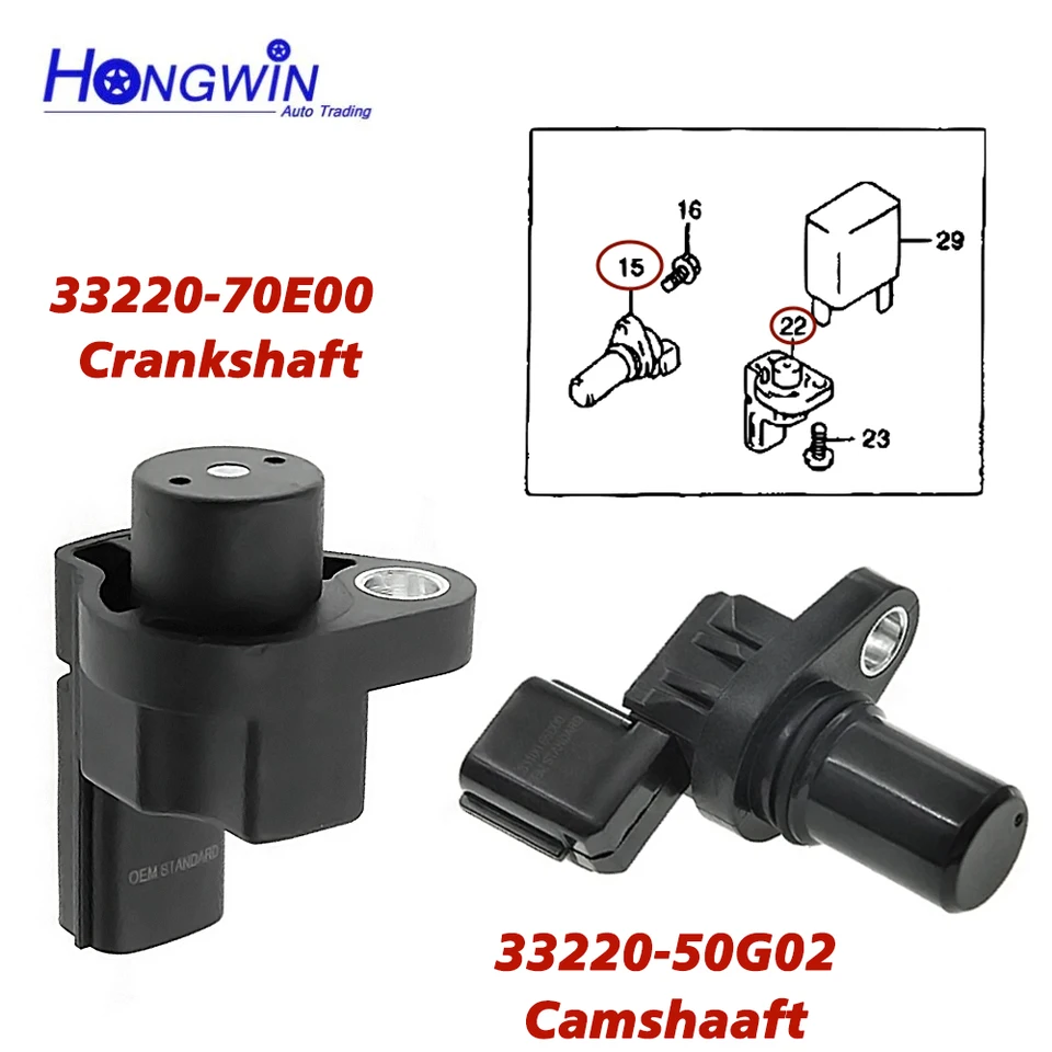 はきもの 33220-70E00 33220-50G02 Cam Crank shaft Position Sensor For 89-01