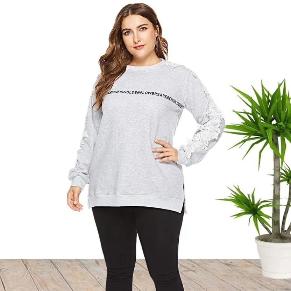 Long Sleeve Letter Printing Plus Size Maxi Sweatshirts For Women