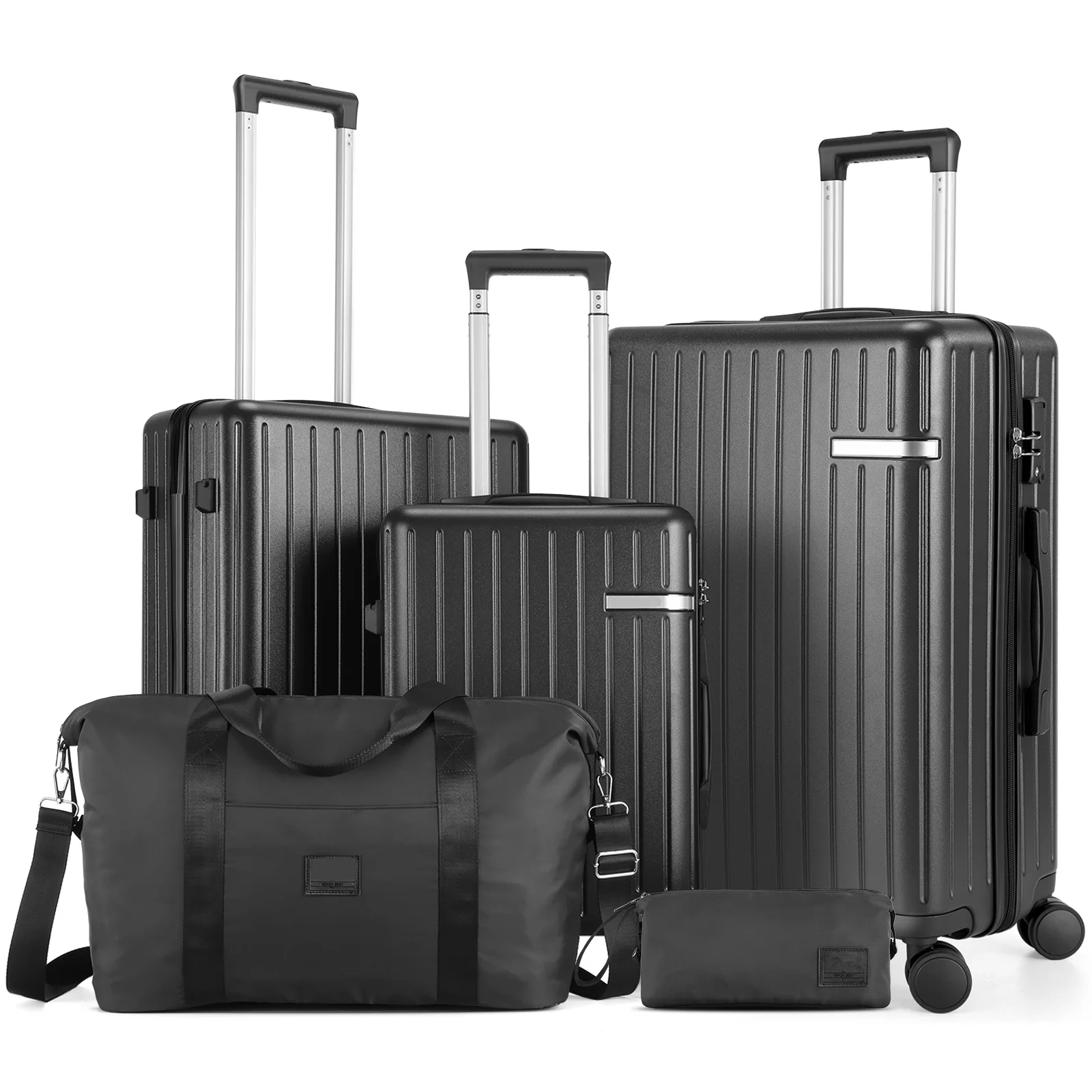 

Expandable 5-Piece Luggage Set, Hardshell Travel Collection with Spinner Wheels & TSA Lock, Premium Suitcase Set with Duffel Bag