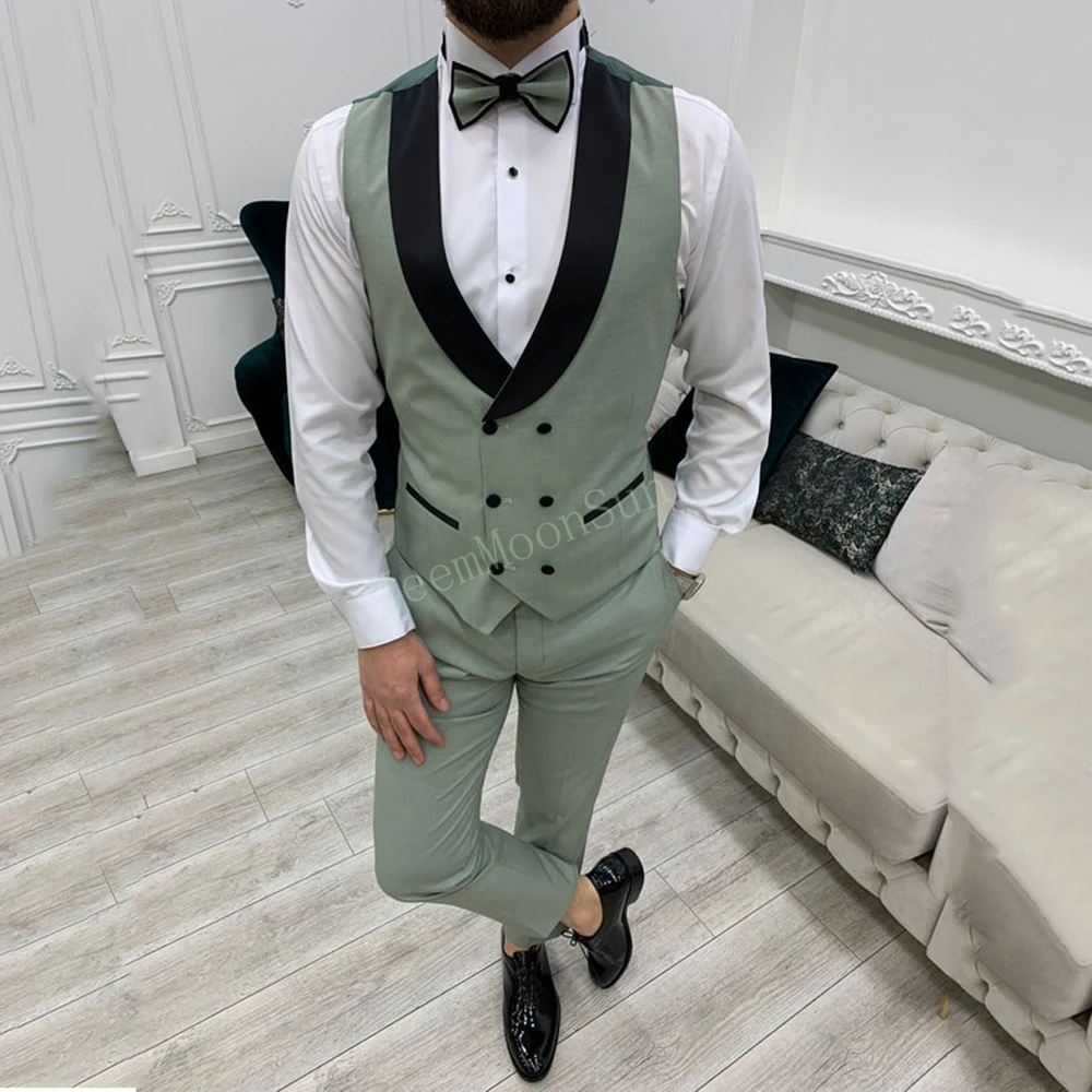 New Male Suits 2023 Peak Lapel One Button Slim Fit Groom Wear Suit Business Formal 3 Pieces Blazer Vest Pants Costume Homme