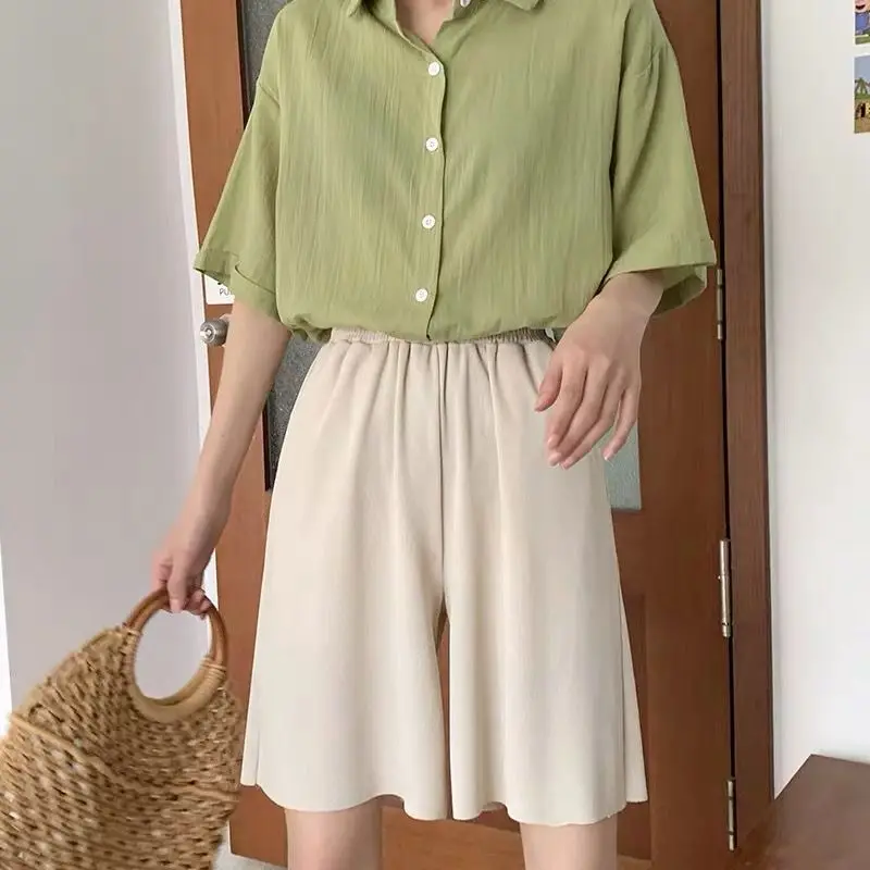 

Shorts Women 5 Colors Leisure Fashion Cozy Summer Hot Loose Korean Style Ins All-match Solid Simple Ulzzang High Waist Chic New