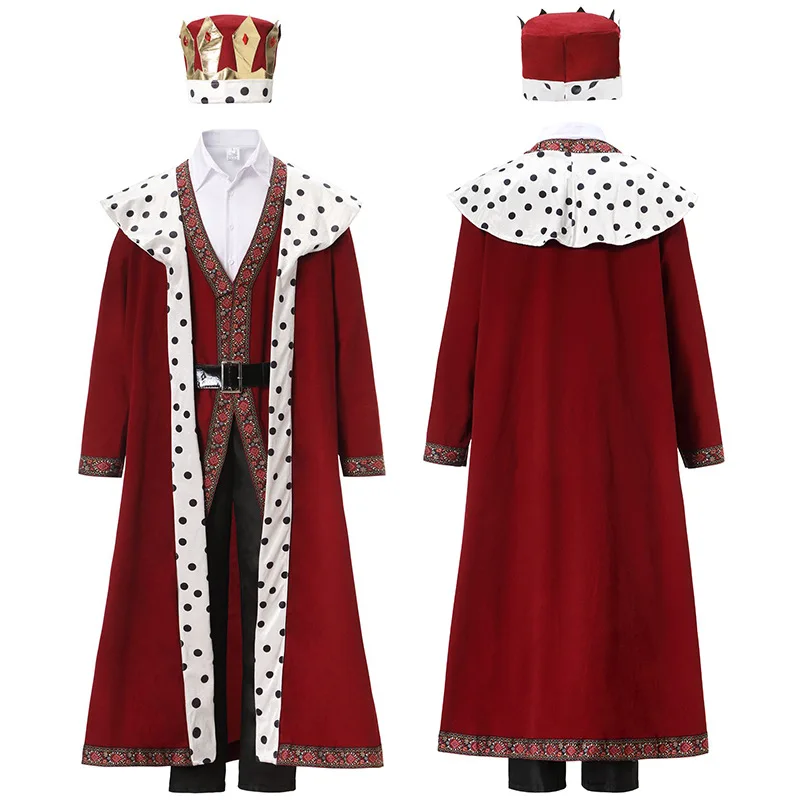 Costumi da re nobile adulto maschio Royal Fantasy King Outfit per uomo medievale King artù Cosplay Costume di carnevale di Halloween