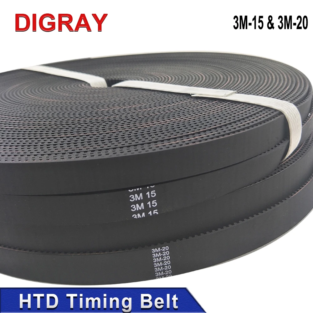 DIGRAY HTD 3M Series PU Open-Ended Timing Belt Transmission Belts Width 15mm 20mm For 3D Printer CO2 Laser Machine