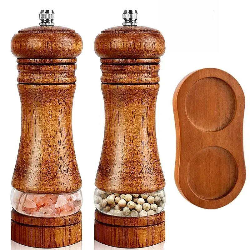 6 Inches Zout En Pepermolen Sets Pepermolen Handleiding Vers Gemalen Kruiden Fles Keramische Kern Massief Houten Pepermolen - afbeelding 2