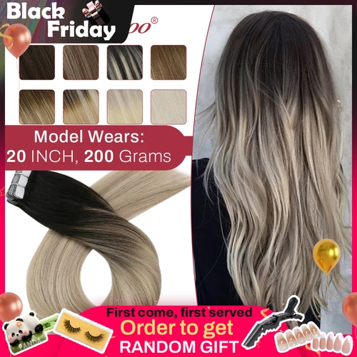 Moresoo-Cinta en extensiones de cabello humano, 100% cabello Real Remy, cabello brasileño, 14-24 pulgadas, adhesivos naturales rectos, cinta en extensiones extensiones de cabello humano extensiones de cabello natural