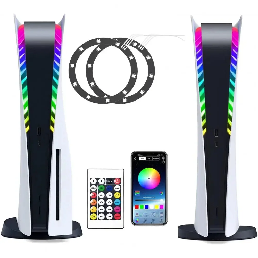 Bande lumineuse LED RGB pour disque mince PS5 et édition numérique, 8 couleurs, 400 effets, Console de jeu Flexible, anneau de lampe à couleur changeante