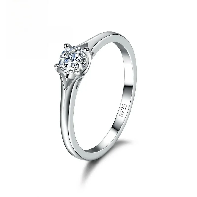 Nowa moda Klasyczna kobieta Zaręczyny ślubne Pierścionek ślubny 925 Sterling Silver z podwójnym wzorem U Biżuteria z cyrkoniami sześciennymi — zdjęcie 2