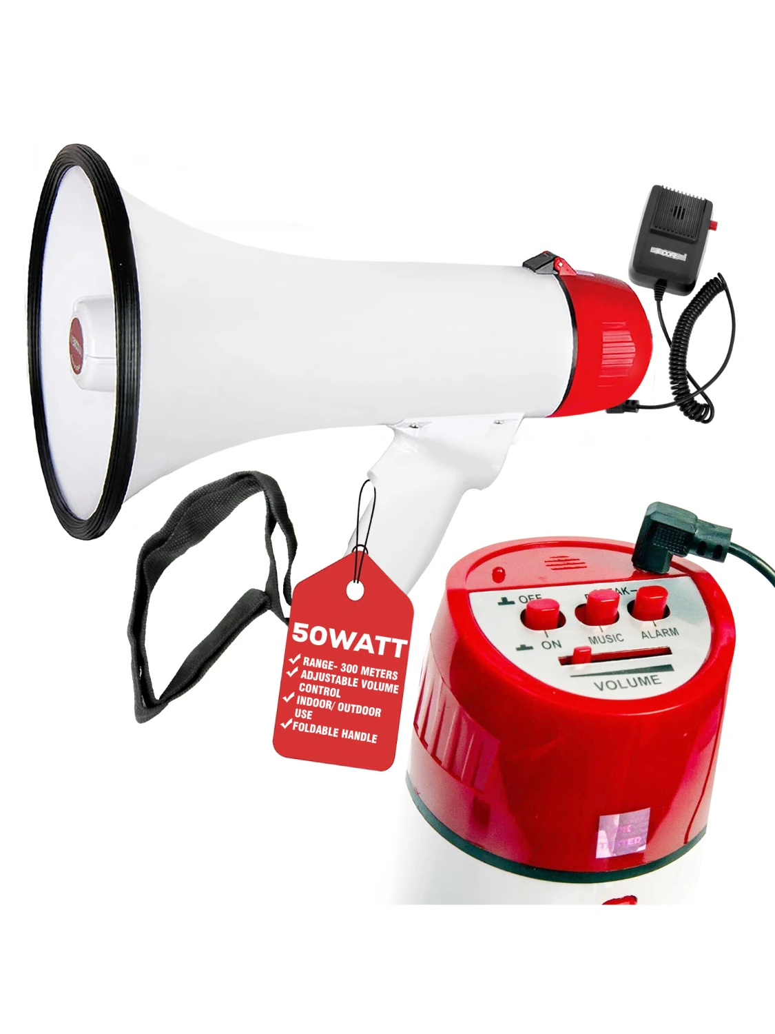 

5Core Megaphone Bullhorn Speaker 50W Bull Horn Cheer Megafono 300 Meter - 20RF