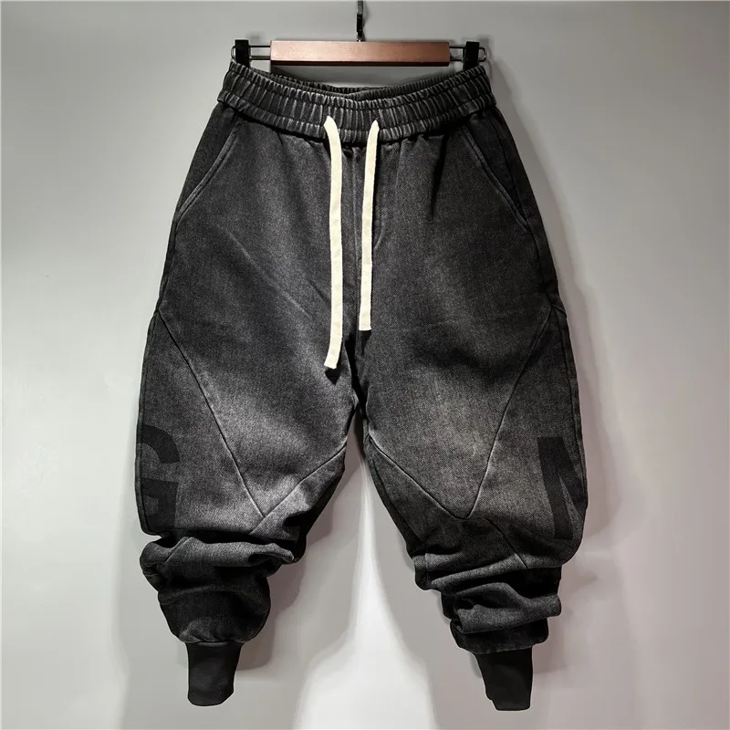 Owen Seak, pantalones bombachos Cargo informales para hombre, ropa de calle alta, longitud de Hip Hop, pantalones de chándal para hombre, Otoño Invierno, negro, talla grande