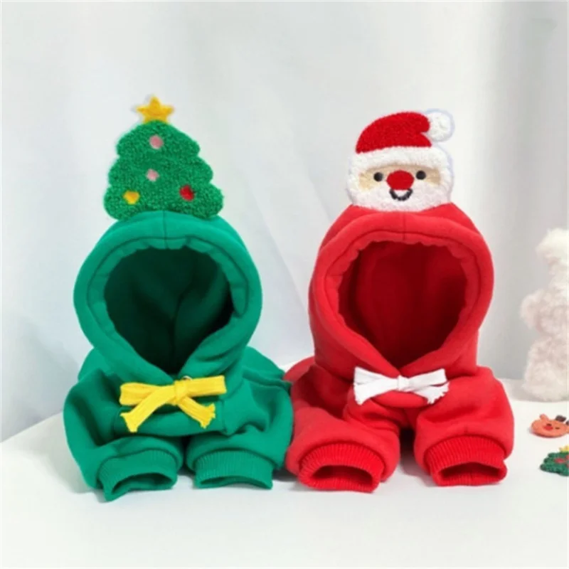 Weihnachten Haustier Hoodie Hund Kapuze Sweatshirt geeignet für Katzen und kleine Hunde warmen Weihnachts baum Santa Claus