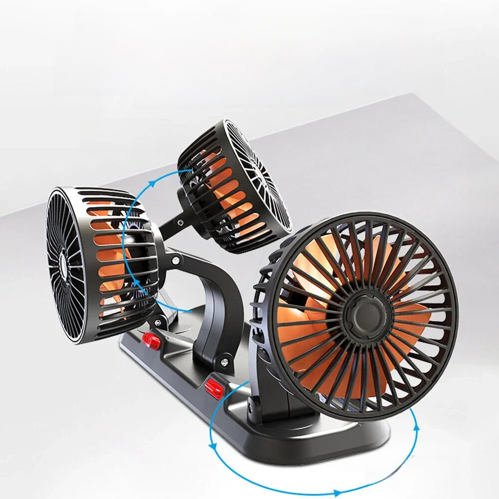 Auto Ventilator 360 ° Verstelbare 3 Hoofd Lucht Ventilator Auto Elektrische Ventilator Usb/12V/24V Ventilator 2 Snelheden Auto Stille Ventilator Voor Thuis Bureau Kantoor & Auto - afbeelding 2