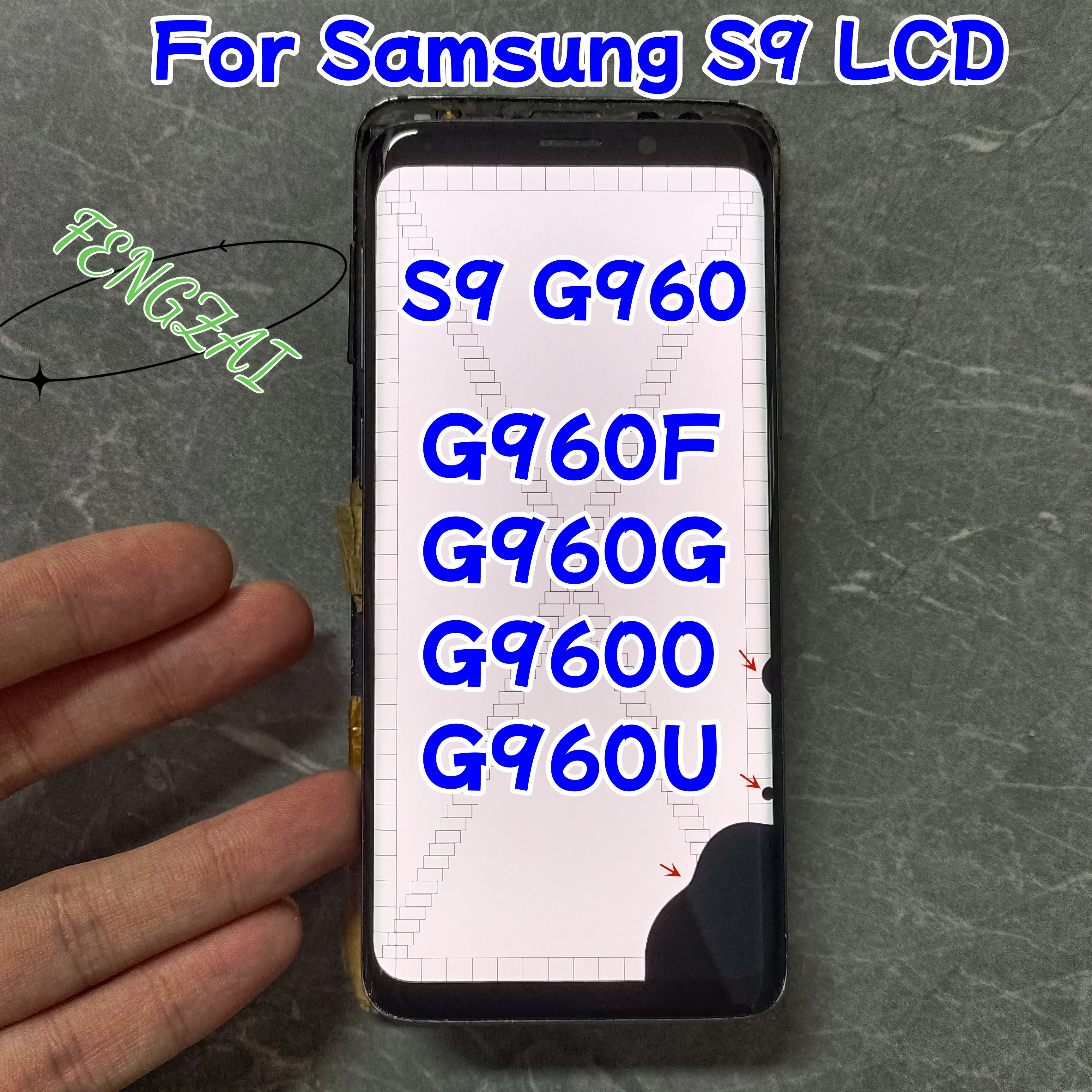 

AMOLED LCD Display For S9 Touch Screen Digitizer Assembly For Samsung Galaxy S9 G960 G960F/DS G960U With Lines Dots S9 Screen