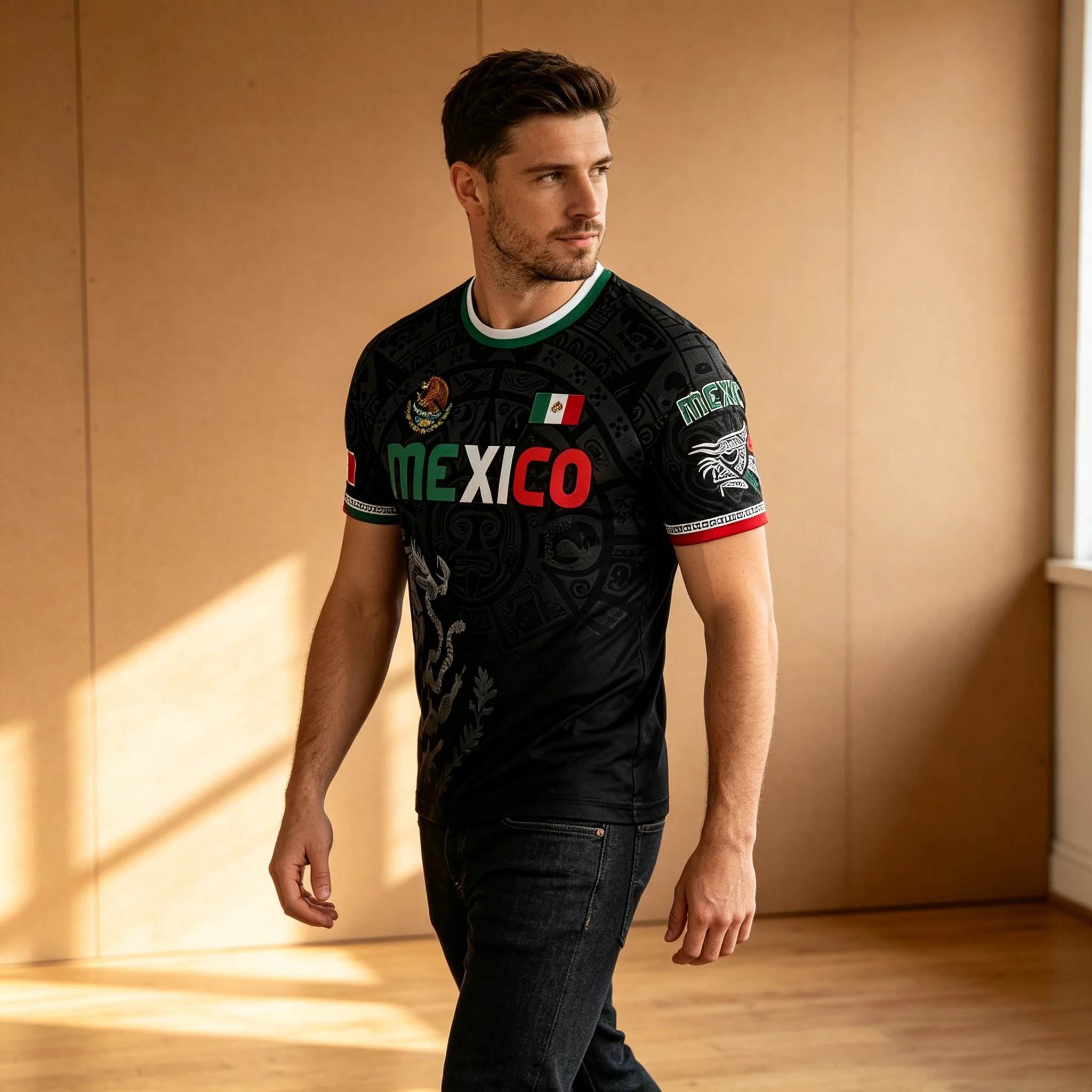 Men Mexico Aztec Eagle Flag 3D Print T Shirt Patriotic National Short Sleeve Streetwear Casual Tee
