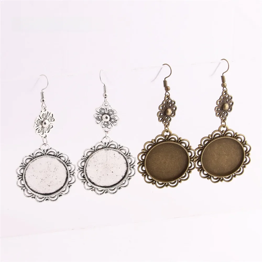   12 sztuk/partia stop metali cynk okrągły Cabochon Charm Fit 25mm Cabochon zestaw wisiorek spadek kolczyk Diy tworzenia biżuterii C0776 — zdjęcie 2