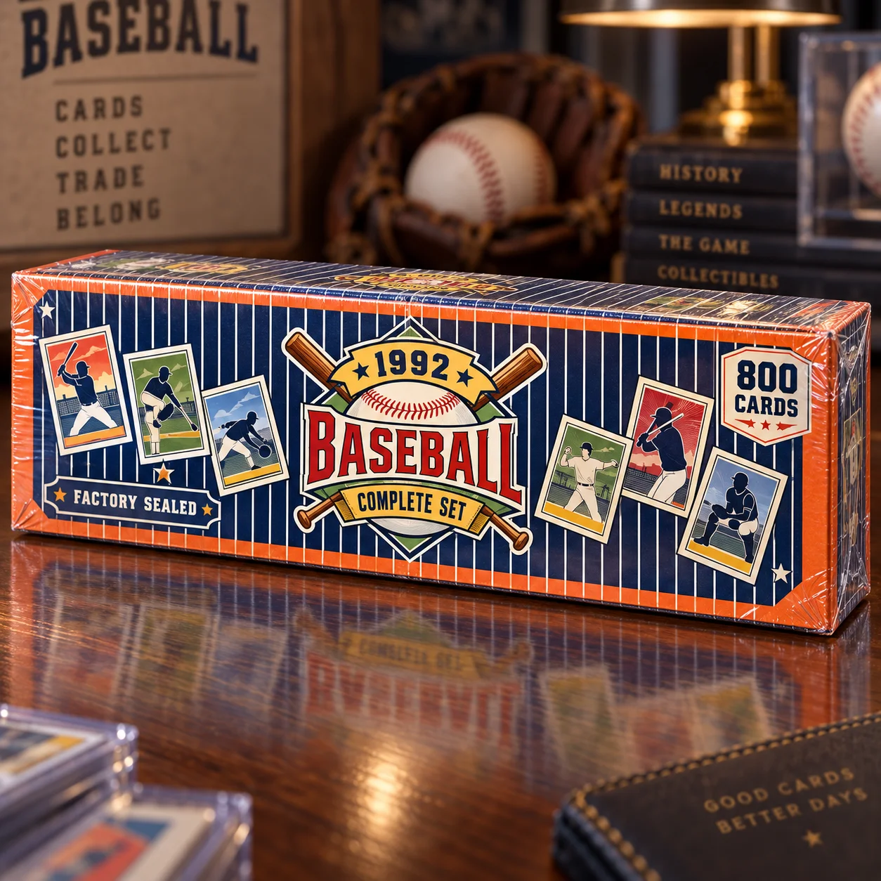 1992 Baseball Trading Card Complete Set, Factory Sealed 800 Card Classic Baseball Collection, Retro Style Sports Card Set for Collectors and Baseball Fans