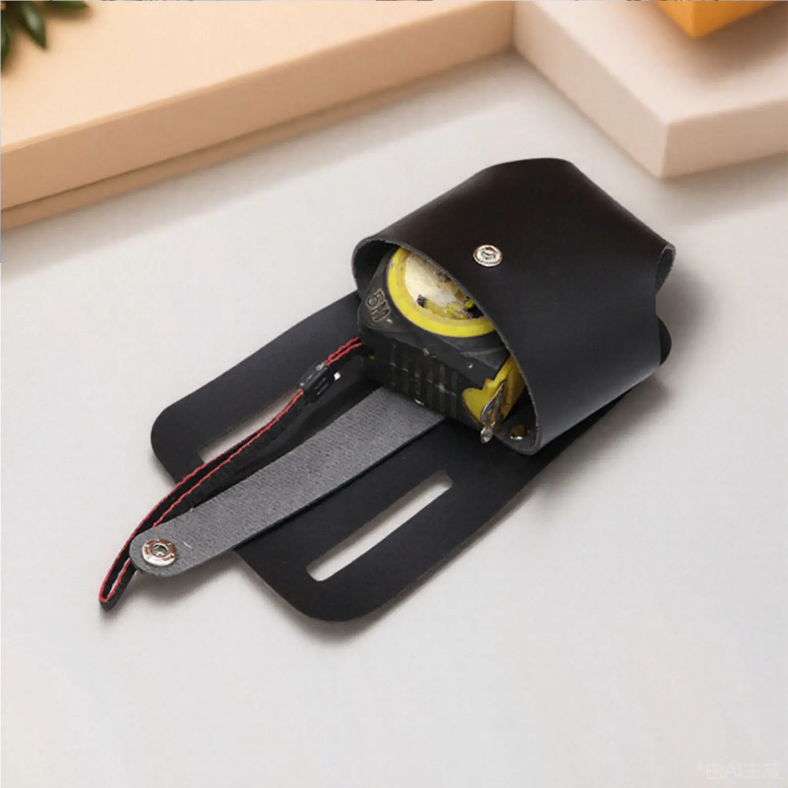 Custodia porta cintura per metro a nastro Accessori portatili per lavori di cantiere Idraulici Custodia porta cintura per metro a nastro Custodia in pelle PU artigianale