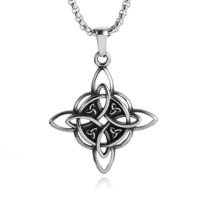 Collier Vintage avec nœud de sorcière en acier inoxydable, pendentif avec symbole païen Wicca, pour hommes et femmes, bijoux à nœud celtique, cadeaux