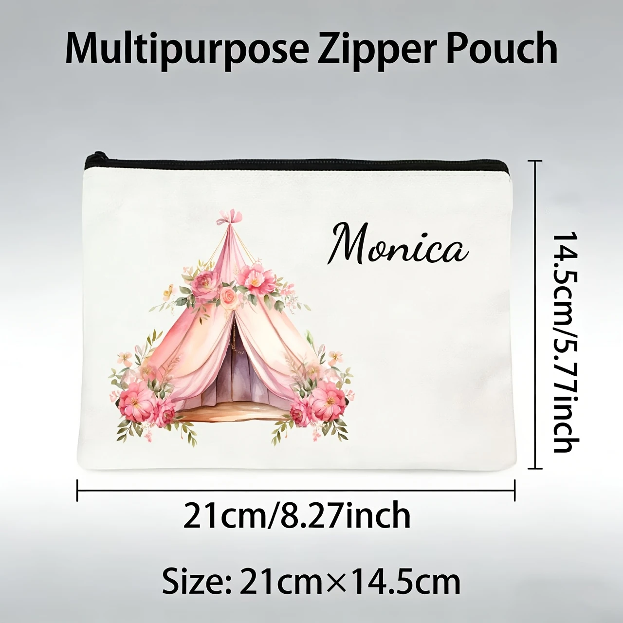 Personalized Customized Canopy Rose Portable Makeup Bag, Durable And Smooth Zipper, Large Opening Design for Easy Item Access.