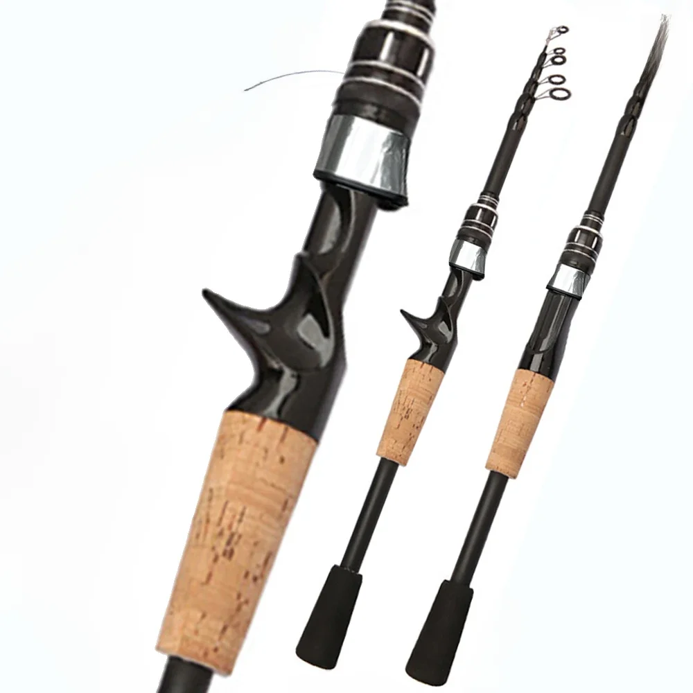 Baitcasting Köder Angelrute Spinning Teleskop 8g-25g Holzgriff Carbon Casting Angelgerät Professionelle Leichte