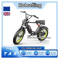 C91 bike electric bicycle 1000W48V20AH removable battery 20-inch fat tire mountain off-road electric bicycle long battery life