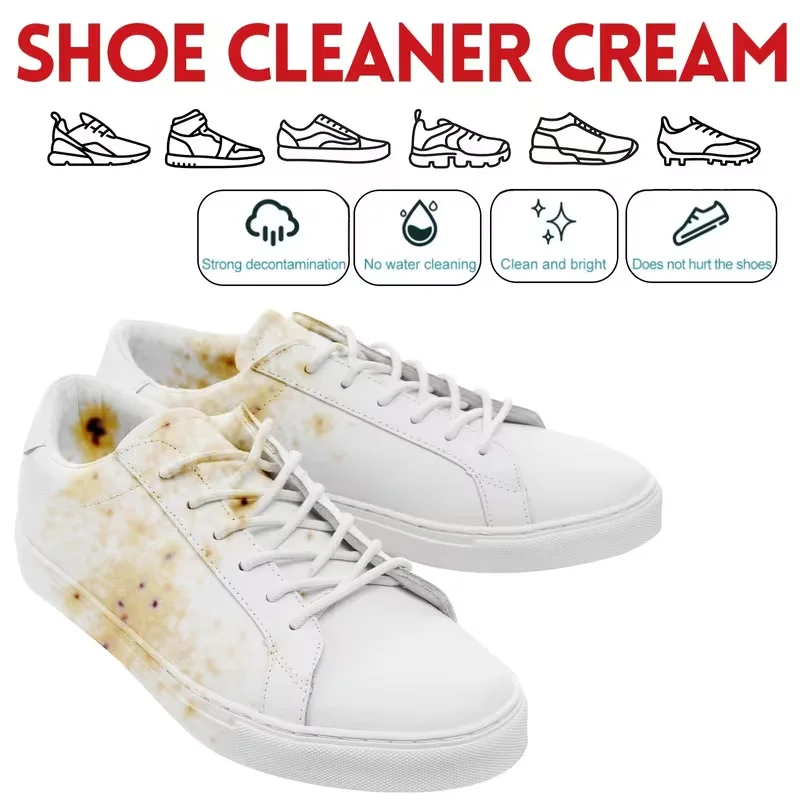 White Shoe Cleaning Cream: Restores original color, no damage—all-shoe care with wipe cloth for white sneakers