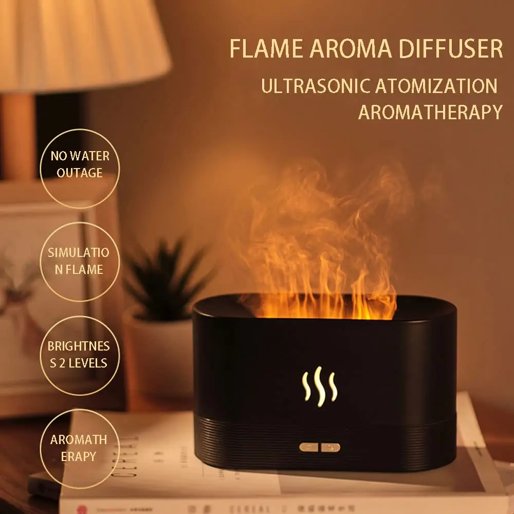 250ML USB Essential Oil Diffuser Simulation Flame Ultrasonic Humidifier Home Office Air Freshener Fragrance Sooth Sleep Atomizer