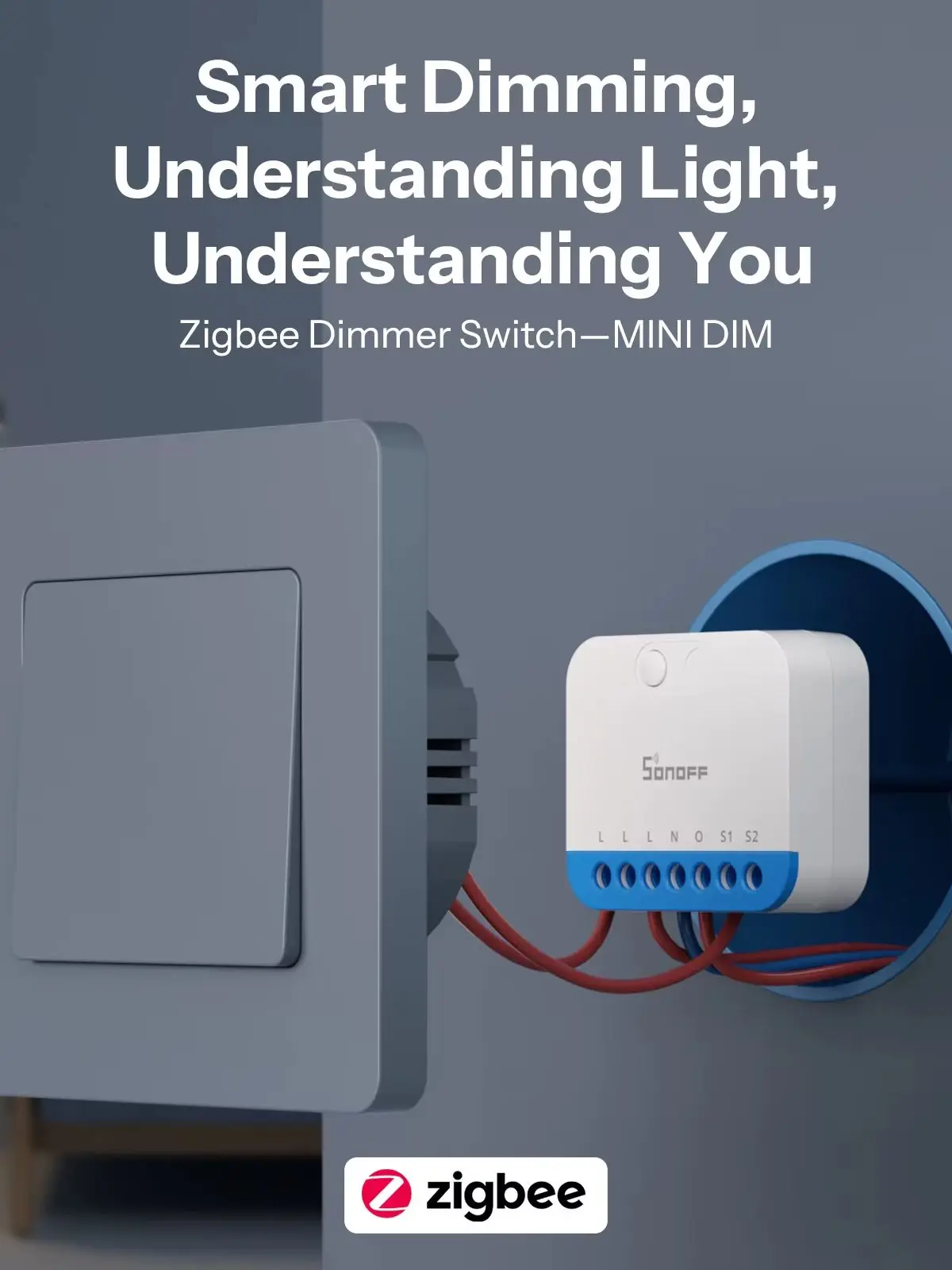 SONOFF MINI-ZBDIM Zigbee LED Dimmer Unterputz Smart Lichtdimmer Leistungsmessung Überhitzungsschutz breite Lampenkompatibilität