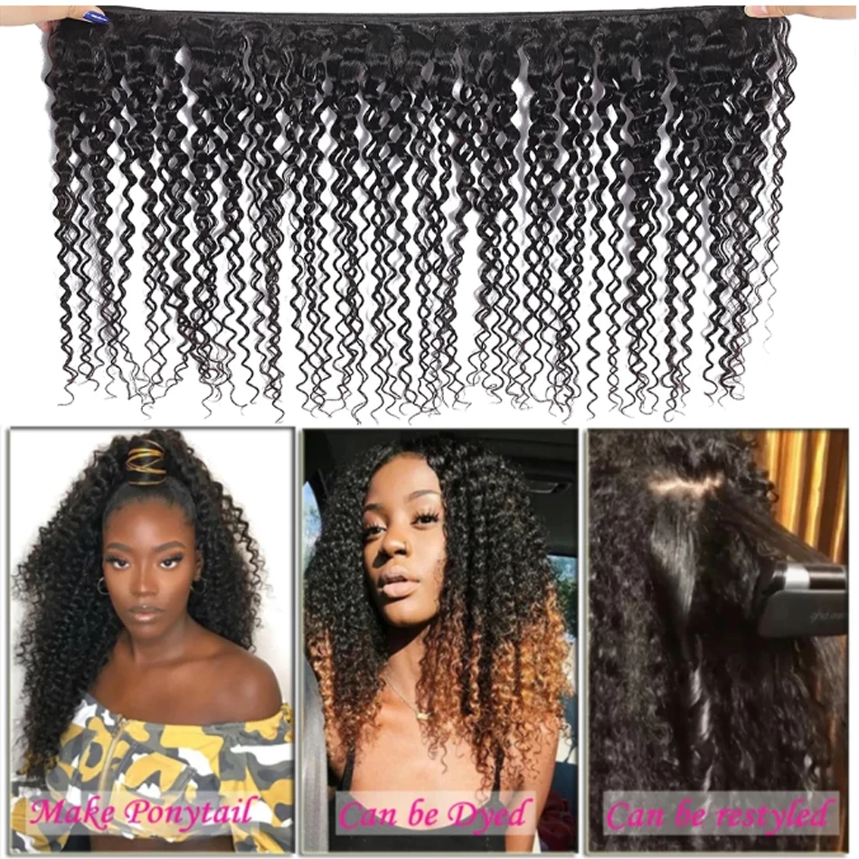 12A Indian Kinky Curly Bundles With Closure 13x4 Lace Frontal With Bundles Human Hair Bundles With Frontal Closure Virgin Hair