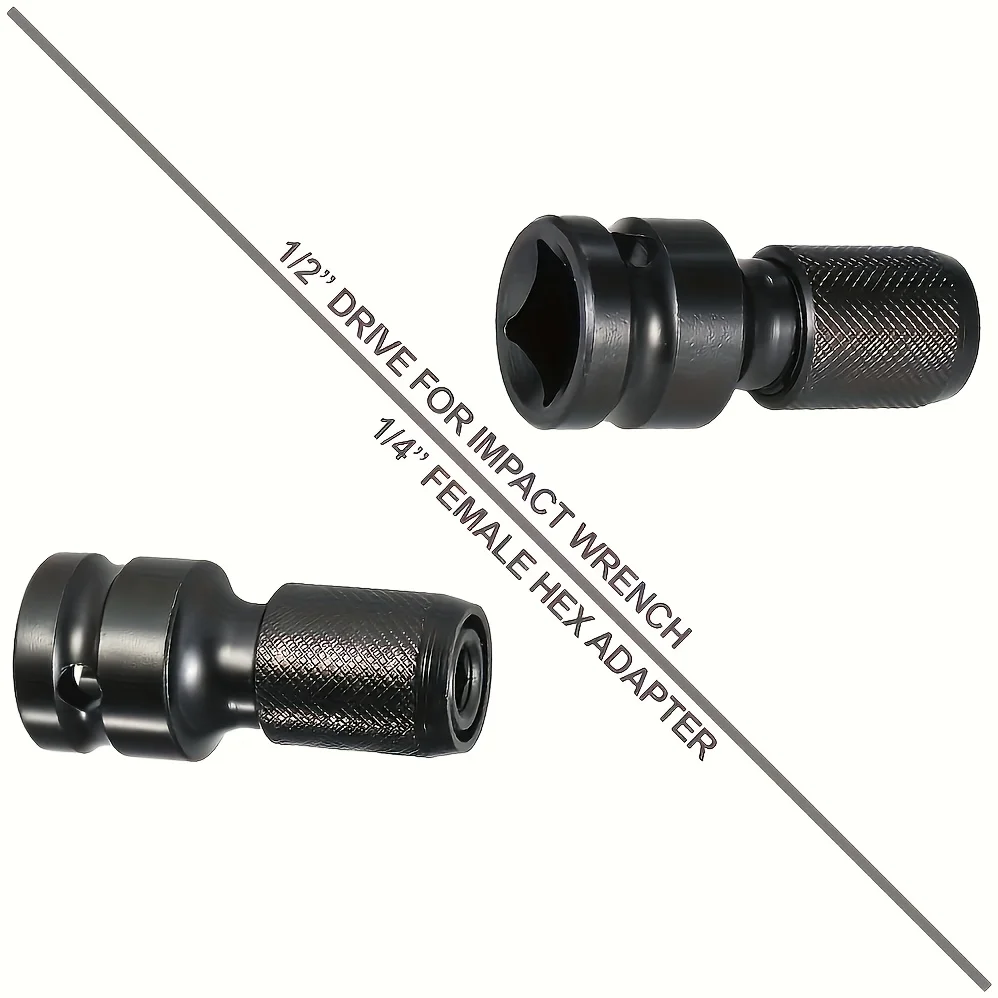 3 Pieces of 1/2 Square inch to 1/4 inch Hexagonal Ratchet Socket Wrench Socket Adapter Wrench Kit, Transmission Converter, Impact Tool, Drill Socket Combination Kit view 4