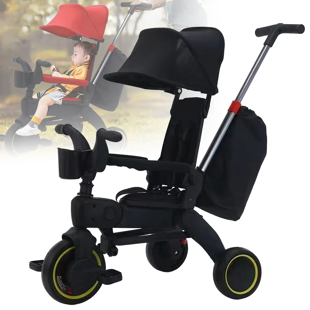 Children's Tricycle 1 to 5 years Baby Stroller Hand Push Lightweight 6.8KG Baby Bicycle Foldable Portable Tricycle for Kids