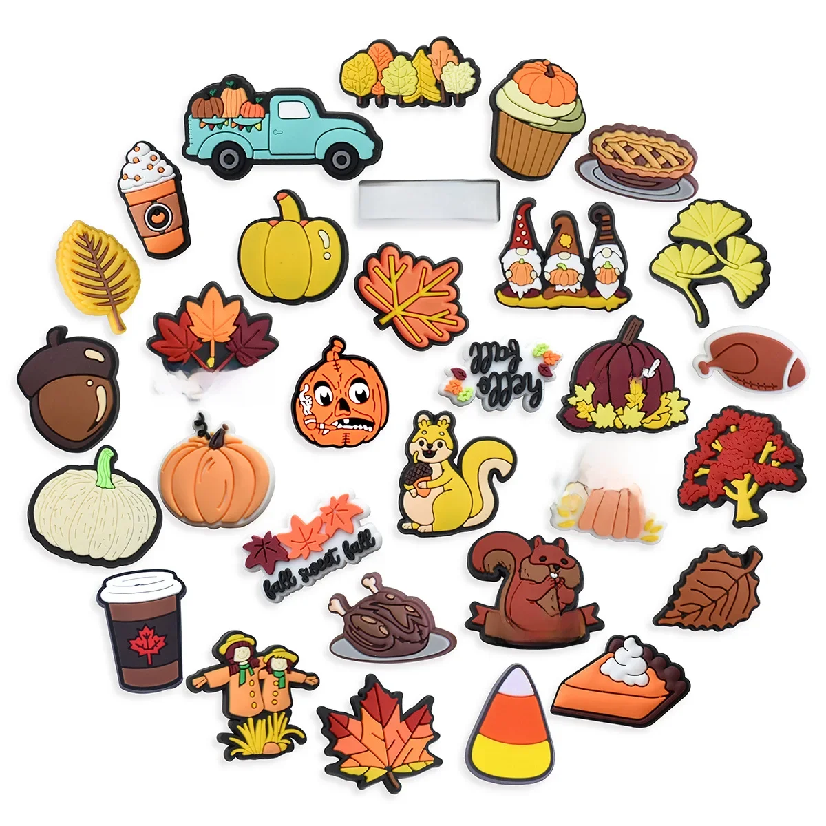 Happy Thanksgiving Shoe Charms, DIY Autumn Food Shoe, Accessoires de décoration, Sabots, Sac de plage, Diapositives, Sandales, Cadeaux pour enfants, 1Pc