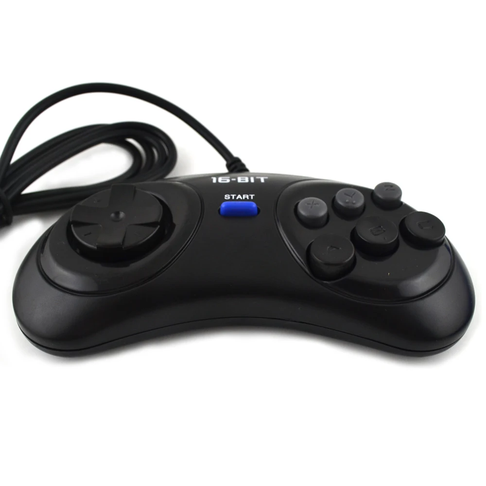 Black Gamepad Controller For Sega Mega Drive 9 Pin Six Buttons Gamepads for Sega 16 bit video game console