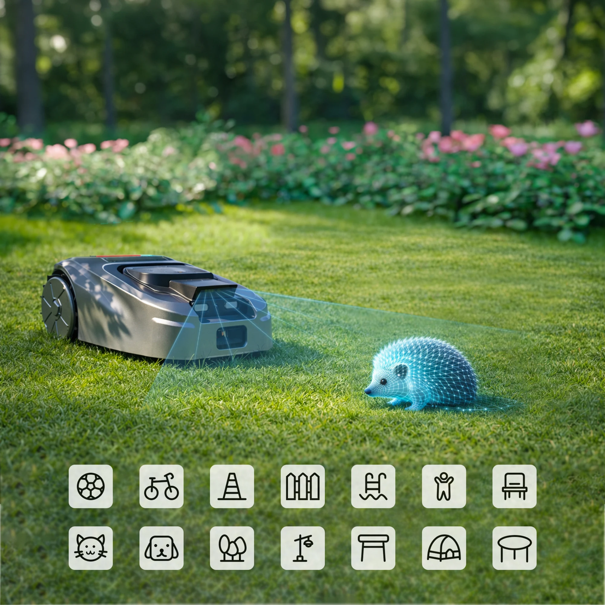 Nouvelle Version 2026 Tondeuse Robot Sans Fil RTK, Installation Sans Câble, Zone de Travail de 1000m², Montée en Pente de 47%, Rotation à 360° °   Tondeuse robotisée intelligente avec vision IA, GPS