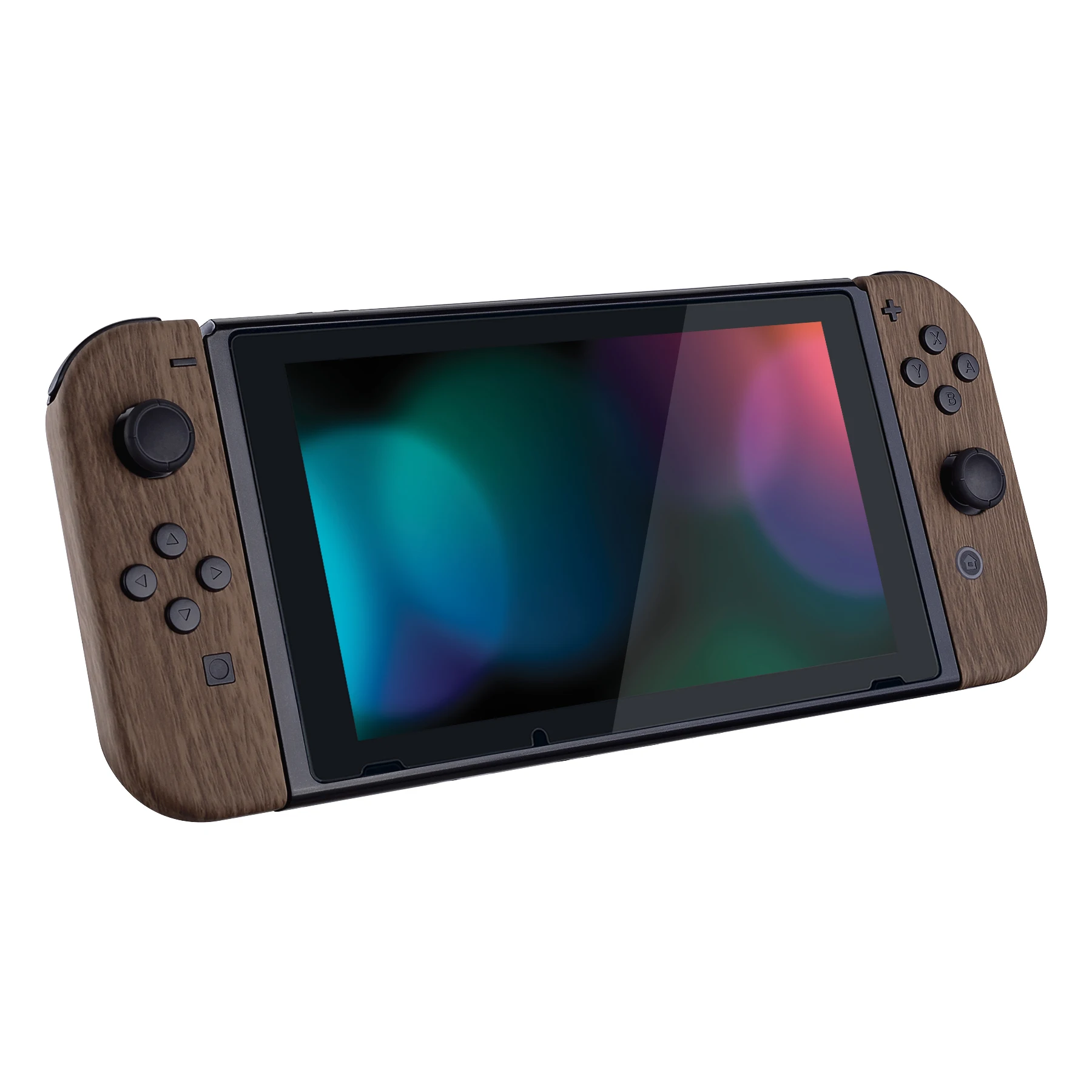 eXtremeRate Soft Touch Controller Housing Shell Case with Full Set Buttons for Nintendo Switch JoyCon & OLED Joycon - Wood Grain