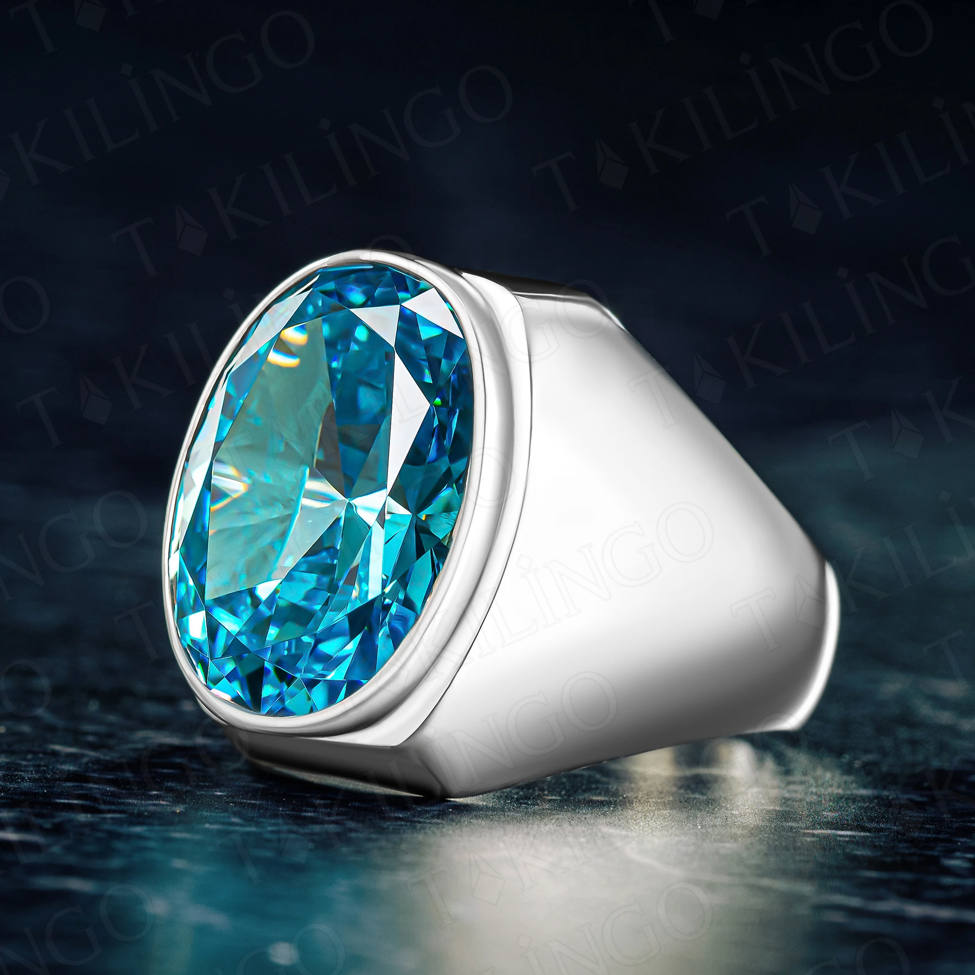 Aquamarine Gemstone 925 Men Silver Ring, Handmade Original Aquamarine Stone Mens Silver Ring