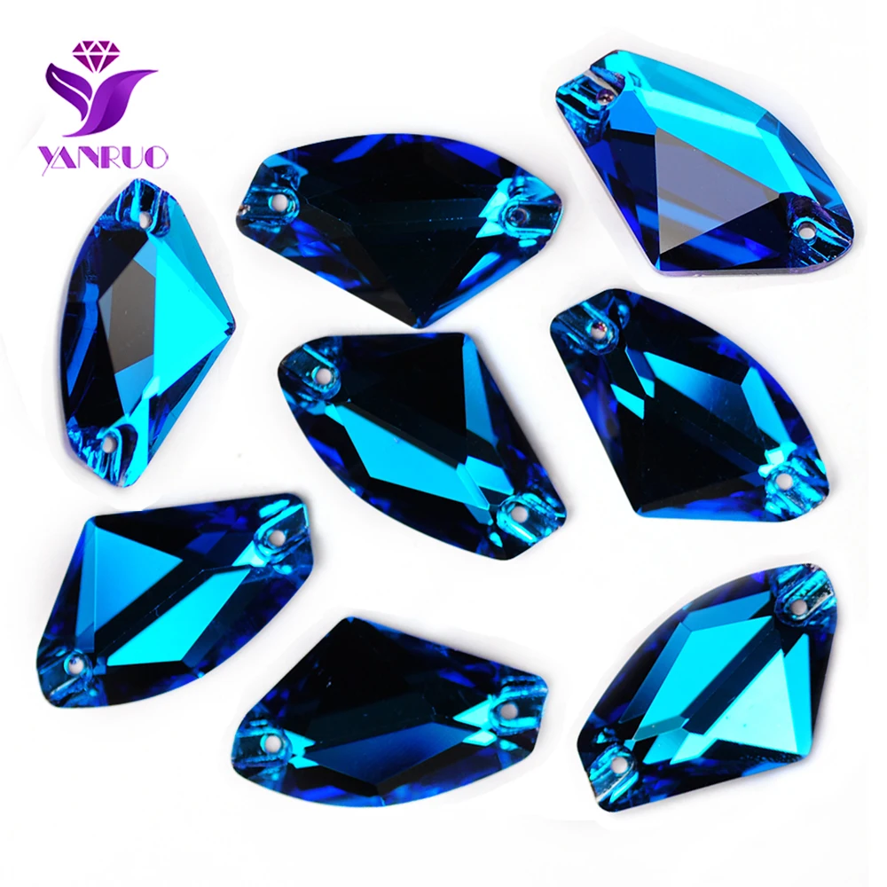 YANRUO 3256 Galactic Blue Zircon Flat Back Sew On Rhinestones Sewn Glass Crystal Needlework Stones For Leoatrd Clothes