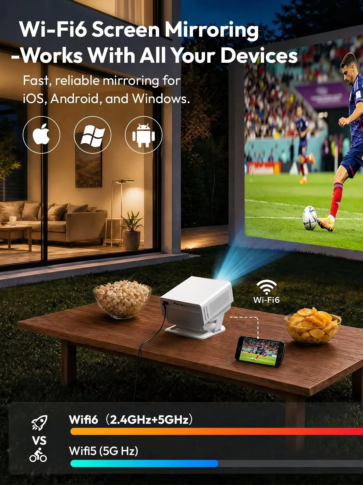 Netflix-Zertifizierter Xgody N8 4K-Projektor 1200 Ansi Whale TV Smart OS Autofokus 4D Keystone WiFi 6 BT 5.4 Heimkino