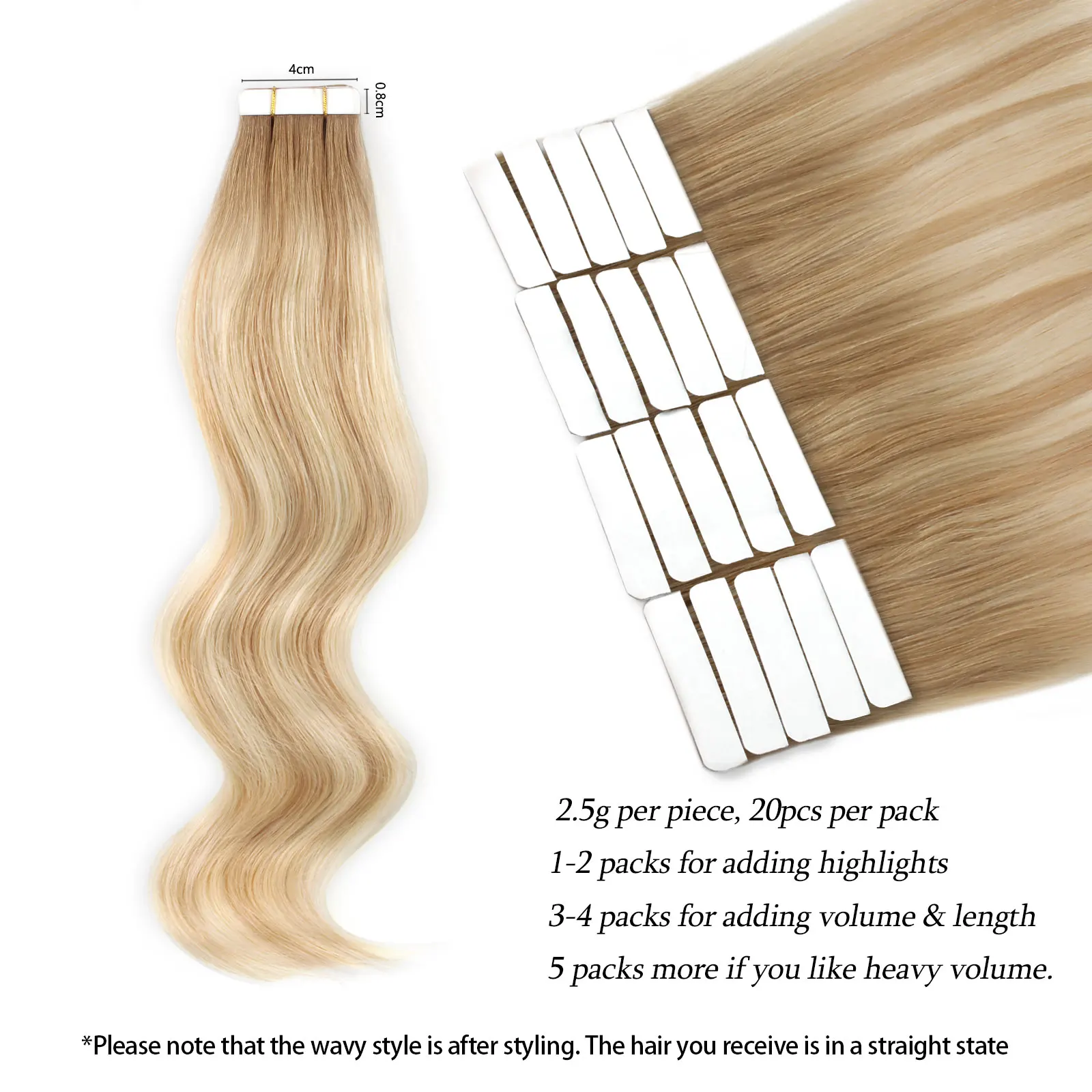 シックススターヘア ヘアエクステ 人毛テープエクステ 50G 20ピース 14インチ16インチ18インチ20インチ22インチ テープ式 本物の人毛 女性用