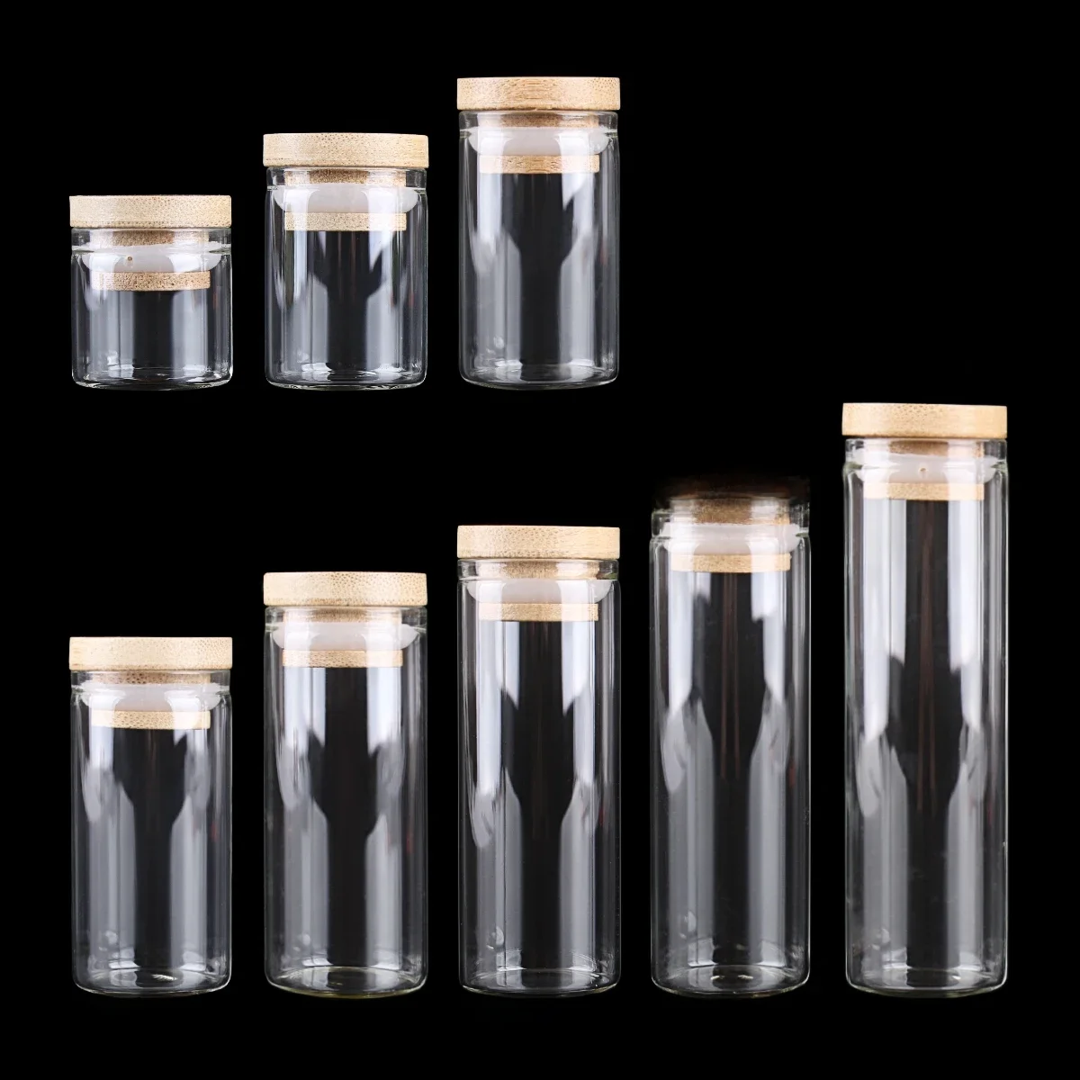 5szt Dia 30mm 10-50ml Szklane butelki Szklane słoiki z bambusowymi nakrętkami Butelki na mikstory Słoiki na przyprawy Butelki życzeń dla rzemiosła artystycznego — zdjęcie 2