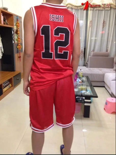 Rukawa Anime Shohoku School Basketball Team Jersey Sets Slam Dunk Hanamichi Sakuragi Red Jersey Set Cosplay Costume Wear Uniform