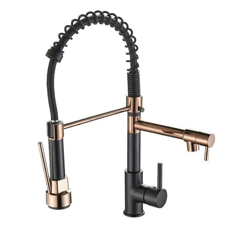 Kitchen Faucet Deck Mounted Mixer Tap 360 Degree Rotation Stream Sprayer Nozzle Kitchen Sink Hot Cold Taps Spring Pull Down Taps