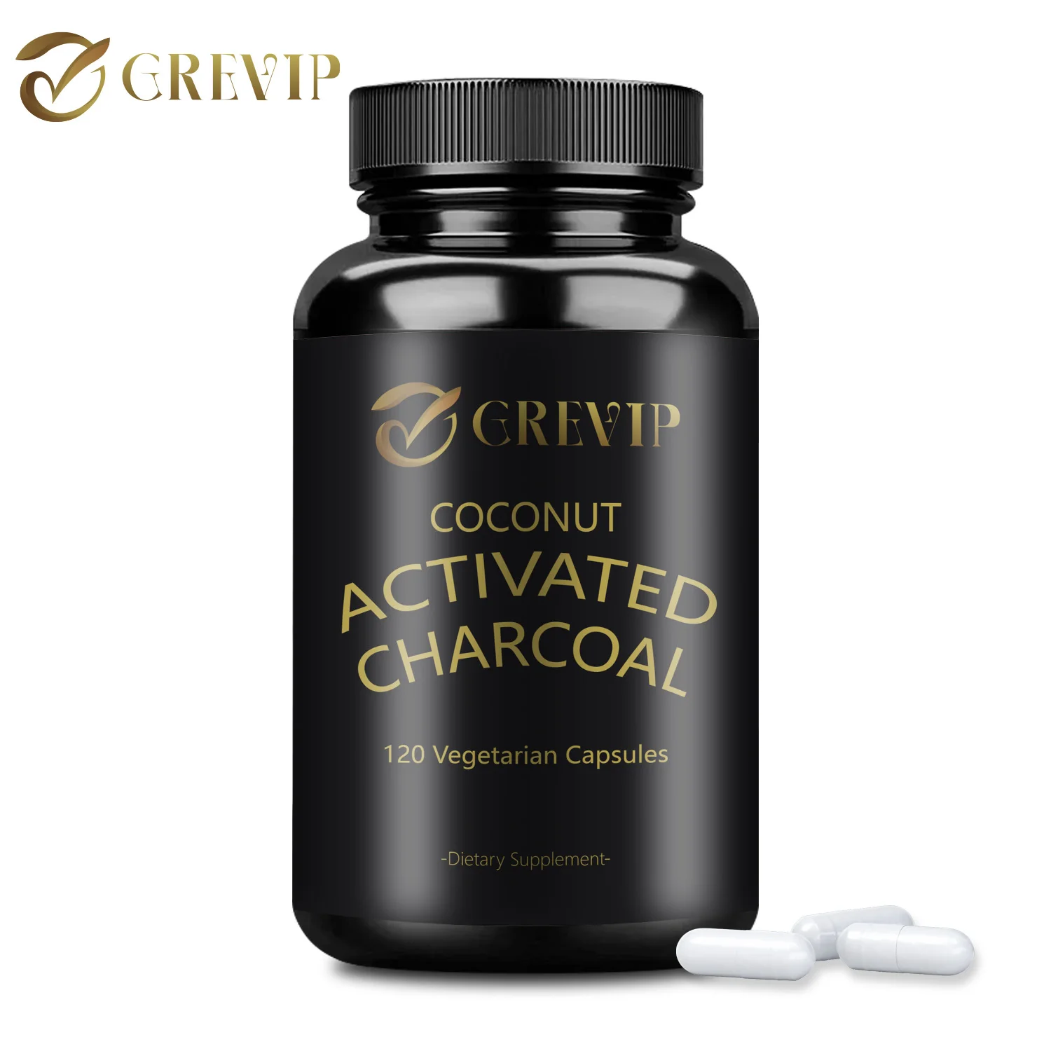 Activated Coconut Charcoal - Helps Relieve Gas & Bloating, Promote Intestinal Detoxification - 120 Capsules