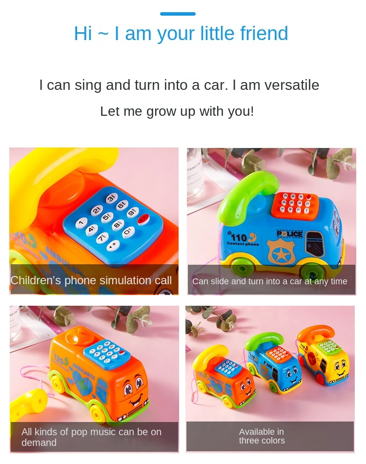 1pcs Cartoon Bus Phone Toys With Music Children Early Learning Exercise Educational Developmental Toys For Kids Game
