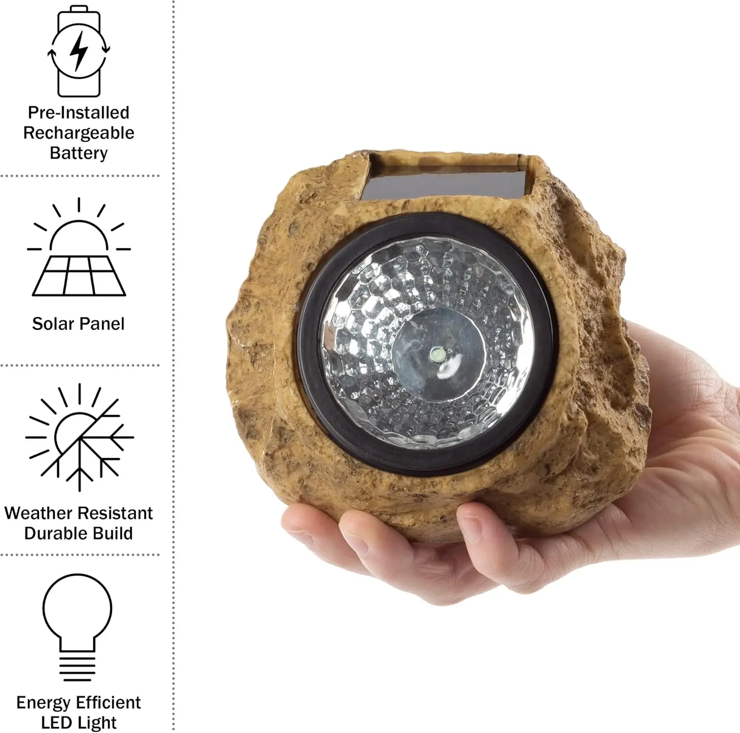 8 عبوات من مصابيح الصخور التي تعمل بالطاقة الشمسية، وإضاءة المناظر الطبيعية LED لجميع الأحوال الجوية للمسارات والحدائق