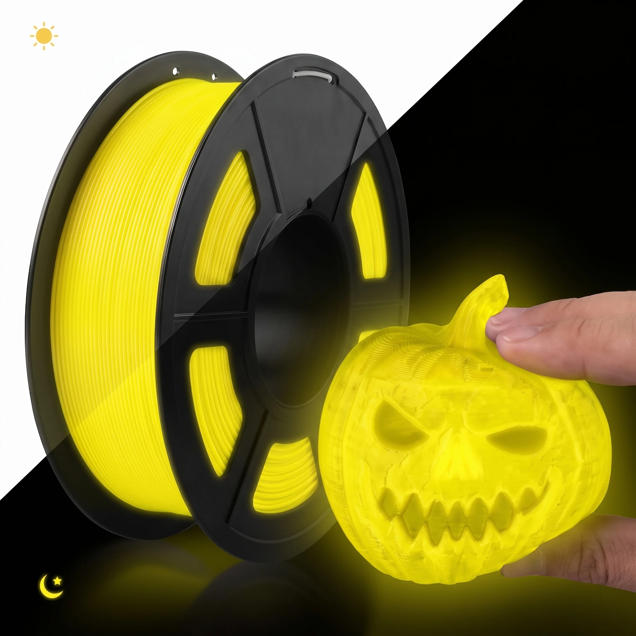 Halloween Glow-in-the-Dark TPU Filament 1.75mm for 3D Printer Bundle 250g Multicolor - Green Purple Blue Yellow