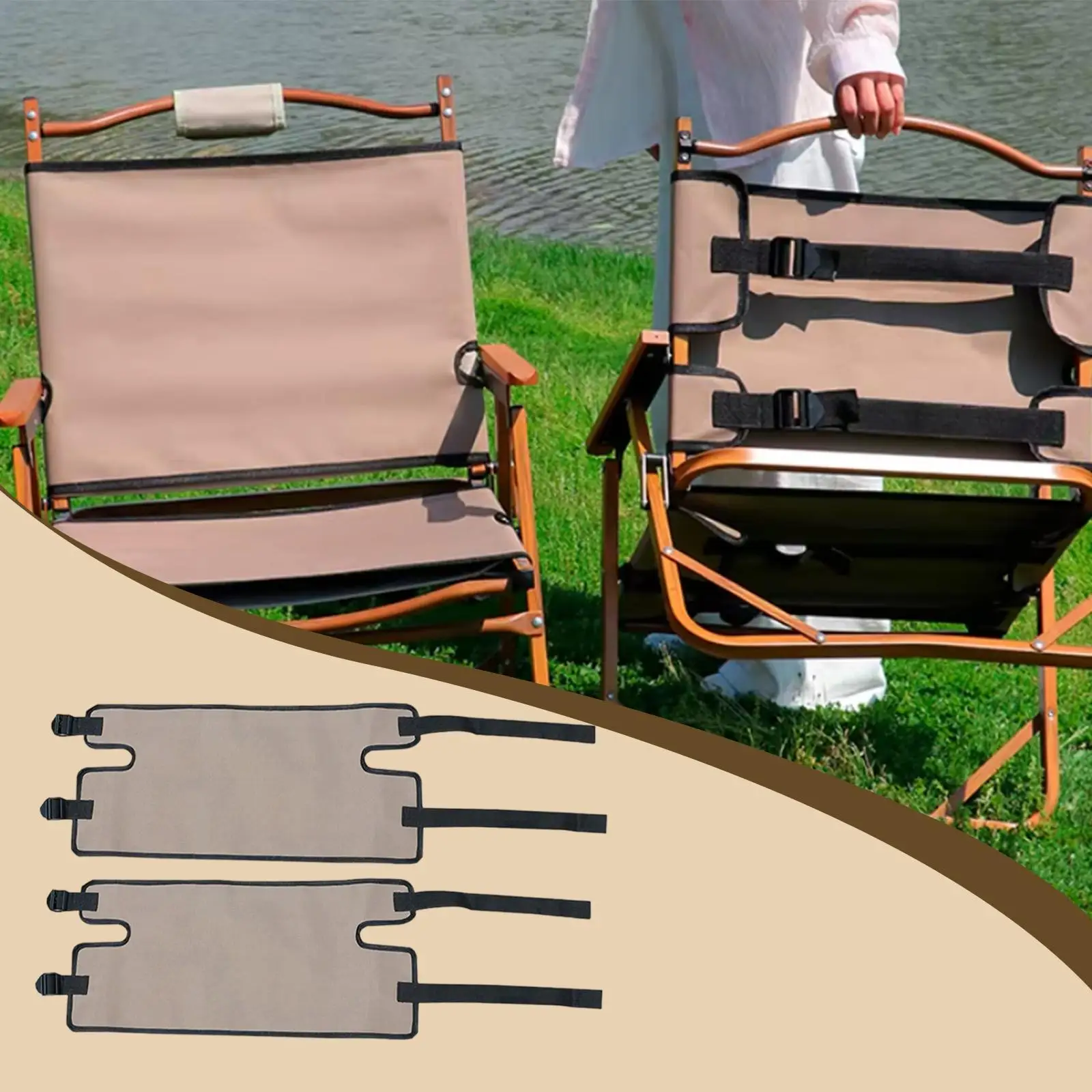 Outdoor Chair Cushion Waterproof Oxford Cloth Camping Chair Replacement Fabric Seat Cushion for Garden and Beach