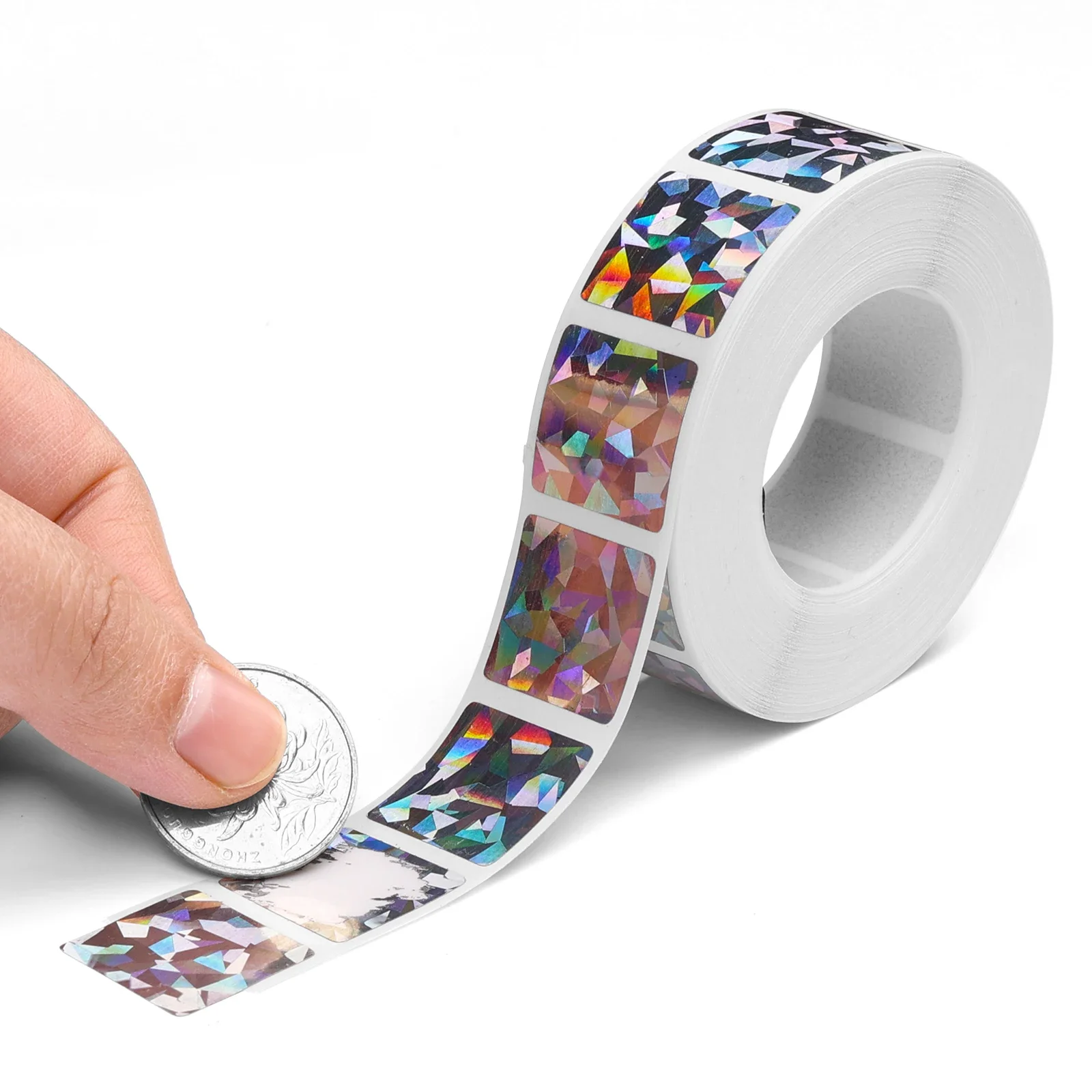 1000 szt. Zdrapki Naklejki 25*25mm Kwadratowe Holograficzne Kolorowe Metaliczne Hologramowe Zdrapki do Gier Etykiety Zdrapki Karty Ślubne — zdjęcie produktu 7