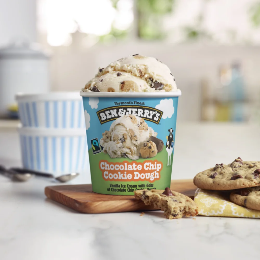 Ben &  Jerry's ice Cream PINT = 3 حزم (رقاقة كوكى دو + قطع سوبر فاسكى نيويورك + شوكو فوداج بني)