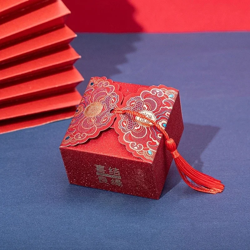 50 Stuks Chinese Stijl Bruiloft Specialiteit Papier Bonbondoos Huwelijksgeschenken Voor Gasten Souvenir Candy Verpakking Box - afbeelding 2