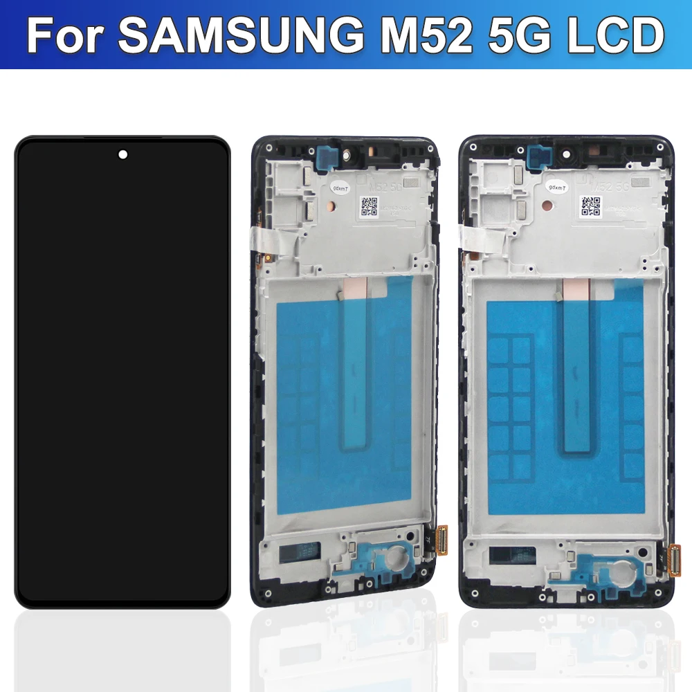 For AMOLED M526B Screen Replacment for Samsung M52 5G SM-M526B/DS SM-M526B/DSN LCD Display Touch Screen + Frame Assembly